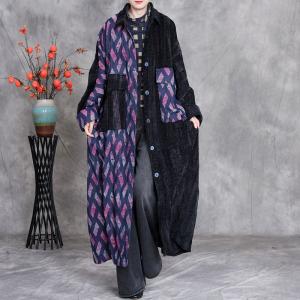 Blue Rhombus Bat Sleeves Large Black Shacket