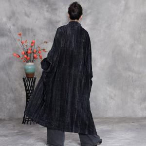 Blue Rhombus Bat Sleeves Large Black Shacket