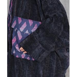 Blue Rhombus Bat Sleeves Large Black Shacket