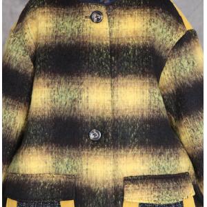 Business Office Chunky Striped Long Tweed Coat