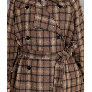Wide Lapel Maxi Coffee Tied Tartan Coat