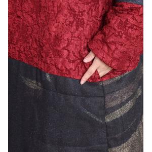 Red and Black Printed Midi Quilted Coat