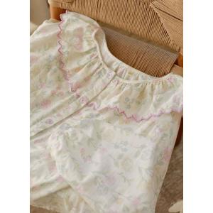 Peter Pan Collar Long Sleeves Floral Pajamas Sets