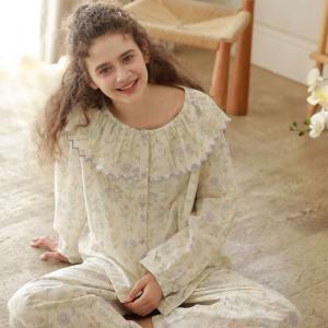 Peter Pan Collar Long Sleeves Floral Pajamas Sets