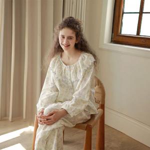 Peter Pan Collar Long Sleeves Floral Pajamas Sets