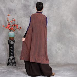 Flap Pocket Quilted Linen Long Waistcoat