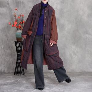 Bi-Colored Big Pocket Linen Midi Coat
