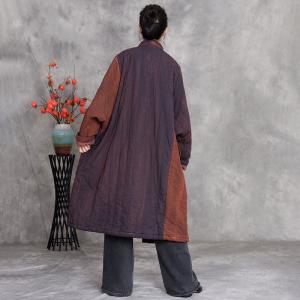 Bi-Colored Big Pocket Linen Midi Coat