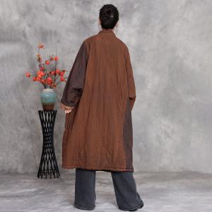 Bi-Colored Big Pocket Linen Midi Coat