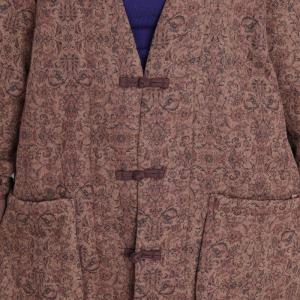 Frog Buttons Coffee Floral Flax Coat