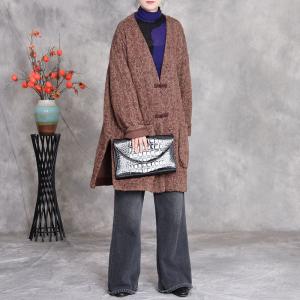 Frog Buttons Coffee Floral Flax Coat