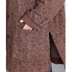 Frog Buttons Coffee Floral Flax Coat