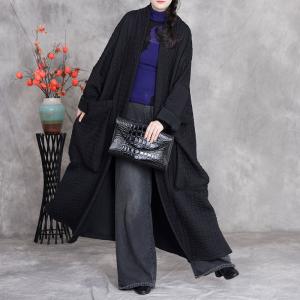 Comfy Cotton Plus Size Black Long Cardigan