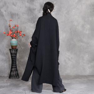 Comfy Cotton Plus Size Black Long Cardigan
