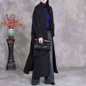 Comfy Cotton Plus Size Black Long Cardigan