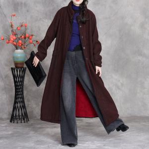 Stand Collar Fleeced Lining Long Winter Coat