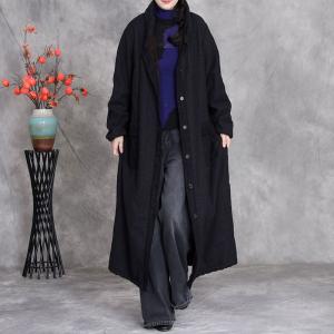 Stand Collar Fleeced Lining Long Winter Coat