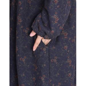 Winter Fleeced Long Floral Hooded Coat