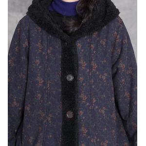 Winter Fleeced Long Floral Hooded Coat