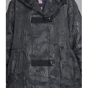 Black Jacquard Hooded Padded Coat