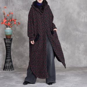 Warm Lined Rustic Hooded Floral Coat