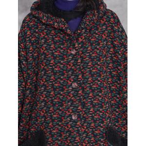 Warm Lined Rustic Hooded Floral Coat