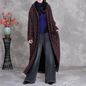 Warm Lined Rustic Hooded Floral Coat