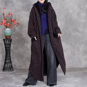 Warm Lined Rustic Hooded Floral Coat