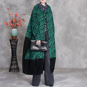 Contrast Color Wool Dotted Cocoon Coat
