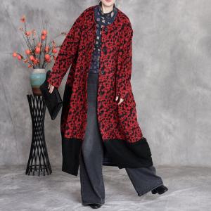 Contrast Color Wool Dotted Cocoon Coat