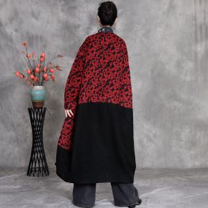 Contrast Color Wool Dotted Cocoon Coat