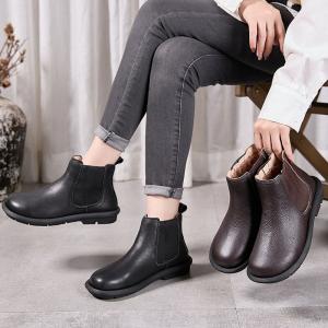 Warm Lining Cowhide Ankle Chelsea Boots