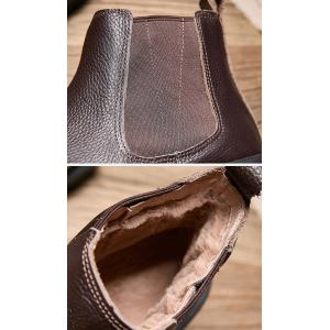 Warm Lining Cowhide Ankle Chelsea Boots