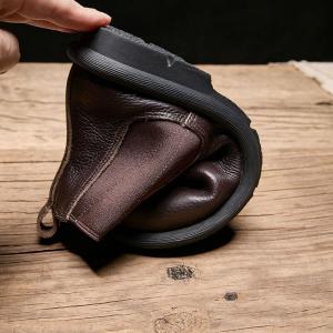 Warm Lining Cowhide Ankle Chelsea Boots