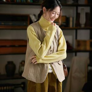 Baby Yellow Polo Neck Wool Cardigan