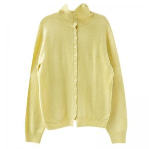 Baby Yellow Polo Neck Wool Cardigan