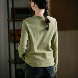 Purple Printed Long Sleeves Green T-shirt