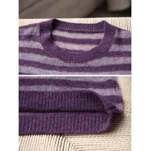 Purple Striped Oversized Soft Wool Sweater
