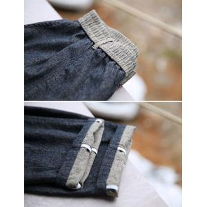 High Waist Cotton Linen Straight Leg Work Pants