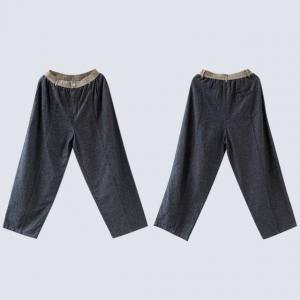 High Waist Cotton Linen Straight Leg Work Pants