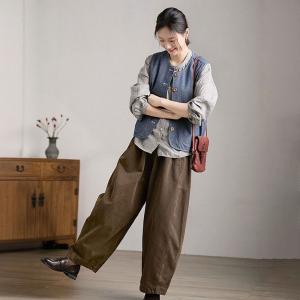Designer Coffee Baggy High Rise Dad Jeans