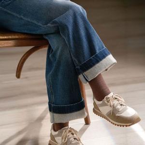 Cotton Retro Denim High Rise Warm Straight Leg Jeans