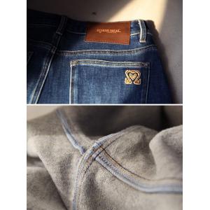 Cotton Retro Denim High Rise Warm Straight Leg Jeans