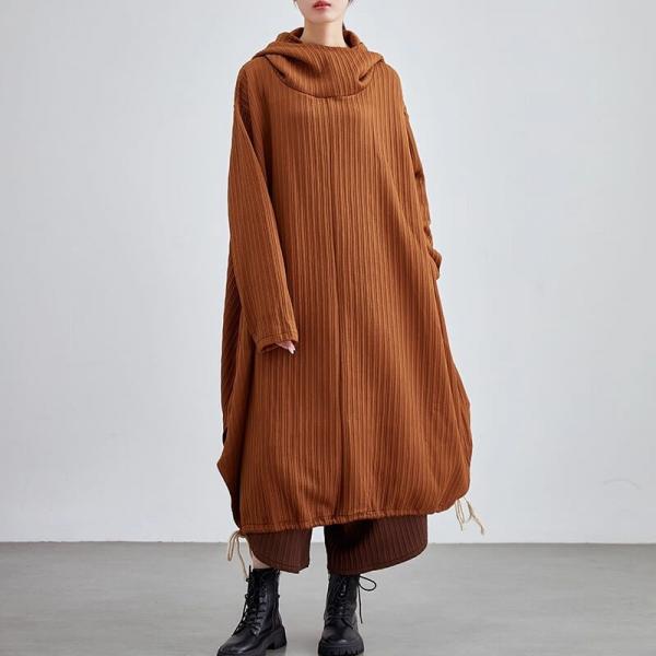 Casual Knitted Cotton Long Sleeve Hooded Solid Color Reddish Orange comfy lazy day oversized winery 100%