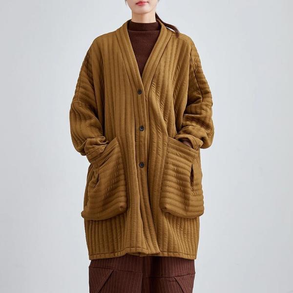 Casual 100% Cotton Long Sleeve V-Neck Solid Color Yellow comfy oversized 90s lazy day cottagecore rustic