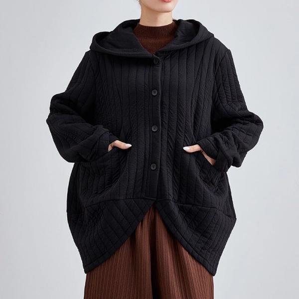 Casual 100% Cotton Long Sleeve Hooded Solid Color Black comfy oversized 90s slouchy lazy day winery resort travel