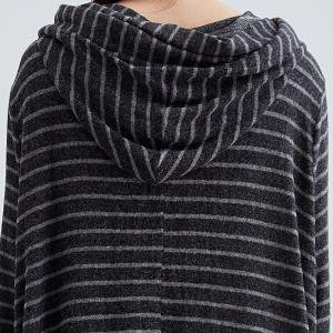 Cozy Black Striped Hooded Dress
