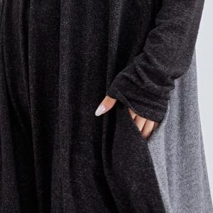 Gray and Black Crew Neck Loose Sweater Dress