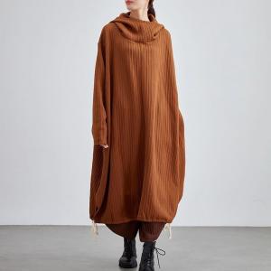 Plus Size Drawstring Hooded Cloak Dress