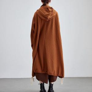 Plus Size Drawstring Hooded Cloak Dress